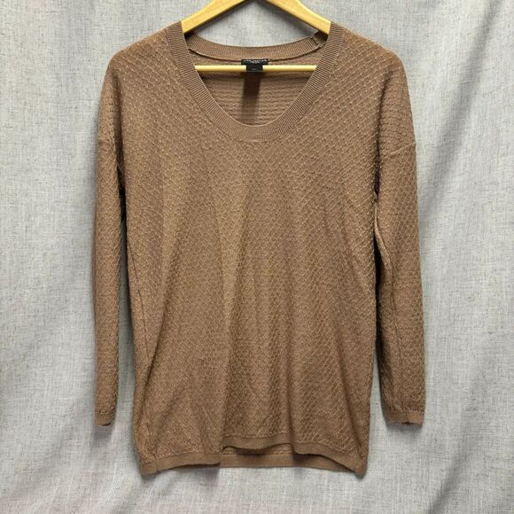 Ann Taylor Knit Sweater Long Sleeve Brown Acrylic Wool Women’s Petite Medium - Picture 6 of 9